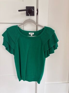 Sugarlips Emerald Green Ruffle Sleeve Knit Top